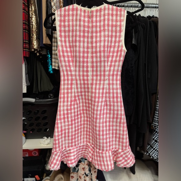 Kate Spade Pink and White Gingham Tweed Dress – Size 0, Like New - Picture 7 of 14